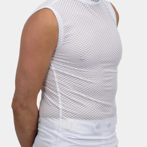 Ornella Prosperi Net/Mesh White Sleeveless Baselayer